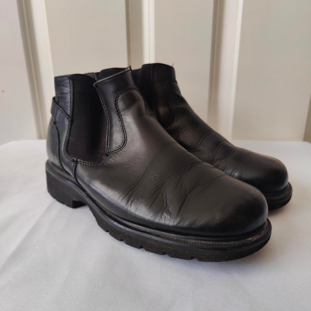 Vintage 90s Dr Martens England Leather Ankle Chelsea Boots Black SlipOn Grunge 8